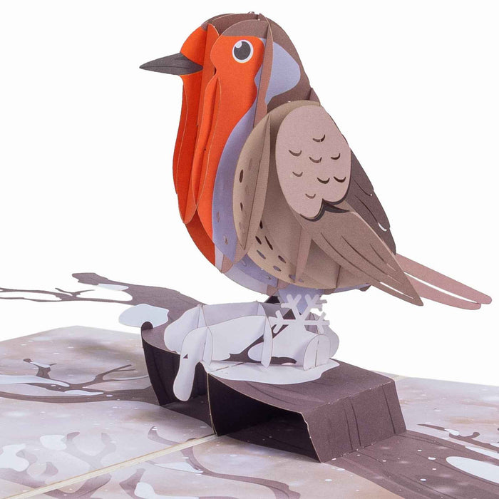 Robin Pop Up Card pop-up Christmas card open