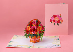 Roses Basket Pop Up Card - 5"x7"