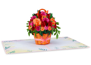 Roses Basket Pop Up Card - 5"x7"