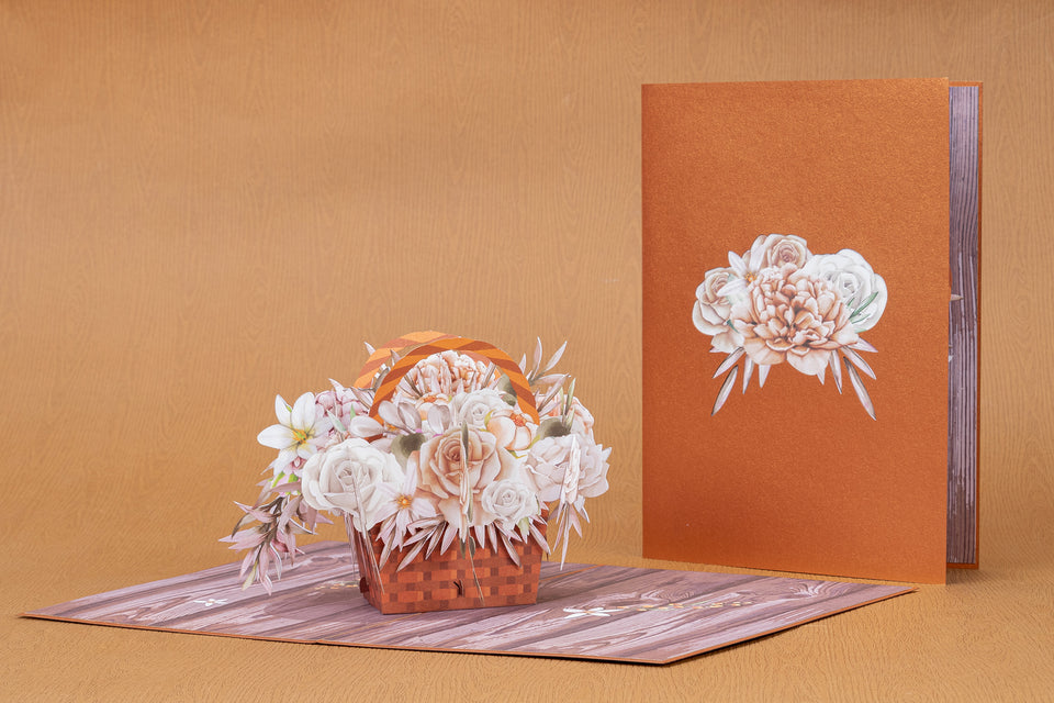Rustic Flower Basket pop-up card
