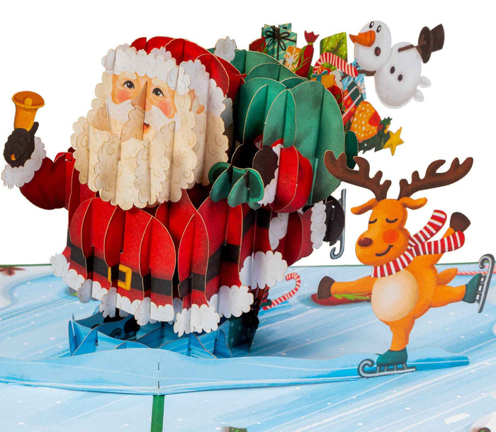 Santa and Friends pop-up Christmas card open
