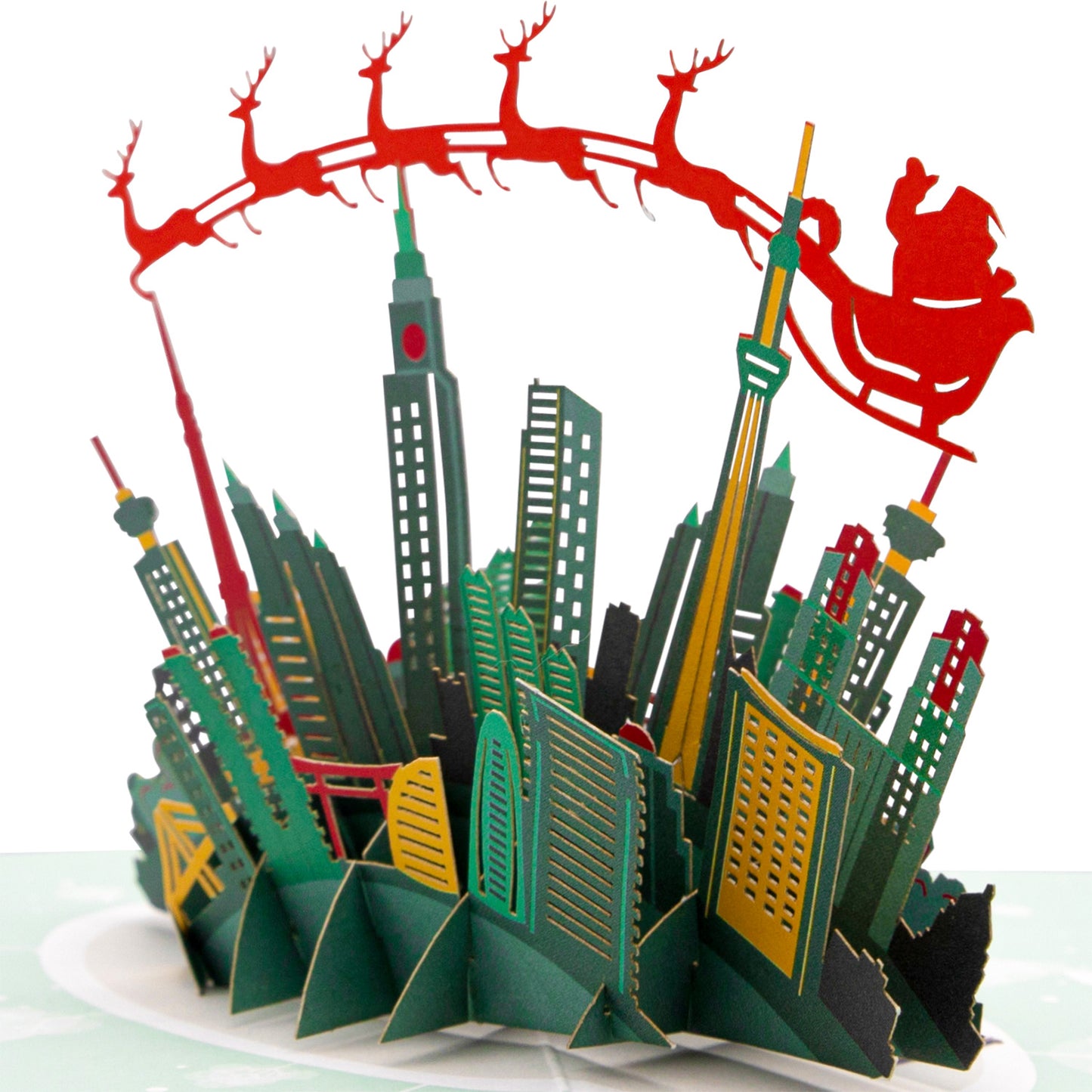 Skyline Santa Sleigh Pop Up Christmas Card