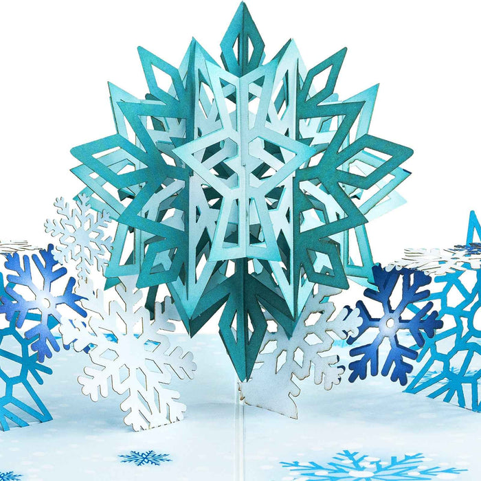 Snowflake pop-up Christmas card open