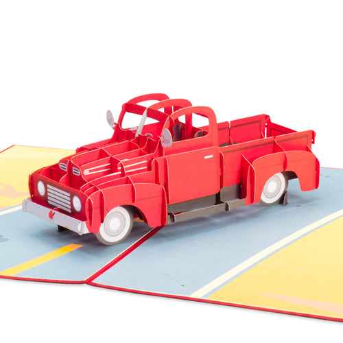 classic red truck pop up greeting card
